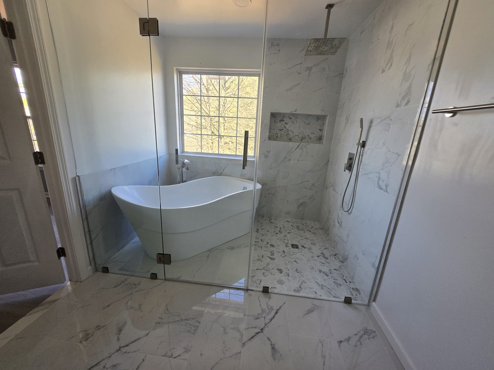 Remodeled bathroom with custom tile shower, Northern Virginia