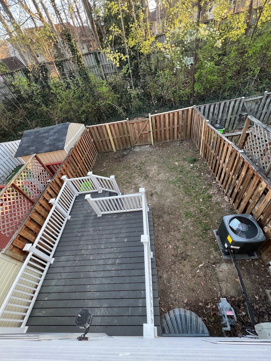 Overhead view of composite deck and stairs, Fairfax County VA